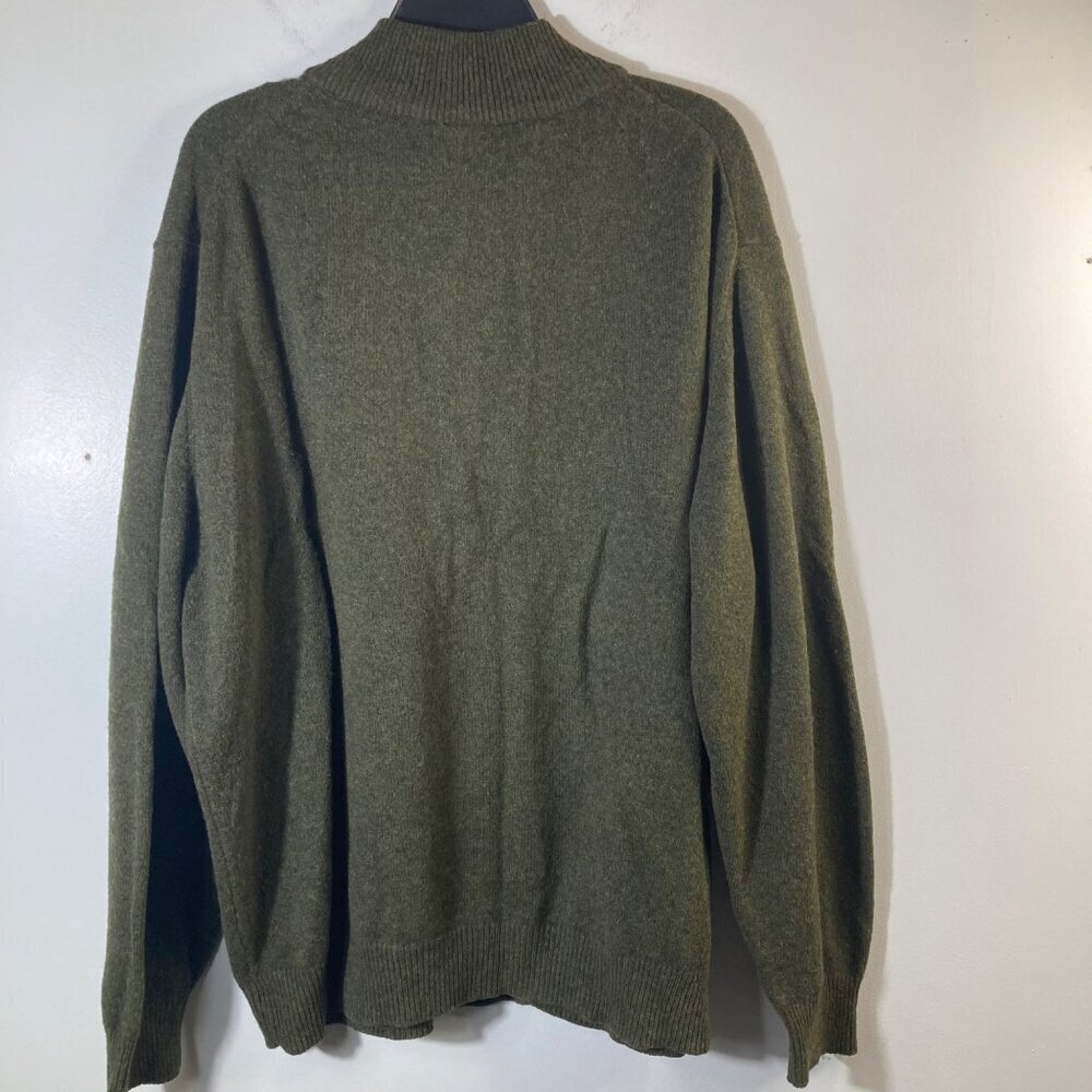 Mens Vintage Jos A Bank Argyle Lambs Wool Sweater 1/4 Zip Brown Tan XL‎ - Picture 2 of 6